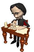 Edgar Allen Poe at his writing desk
