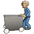 janitor pushing cart