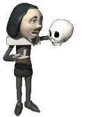 Shakespeare acting with skull