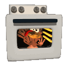 turkey pounding on oven