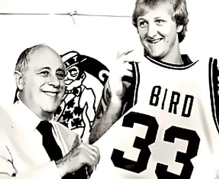 Coach Red Auerbach with Larry Bird