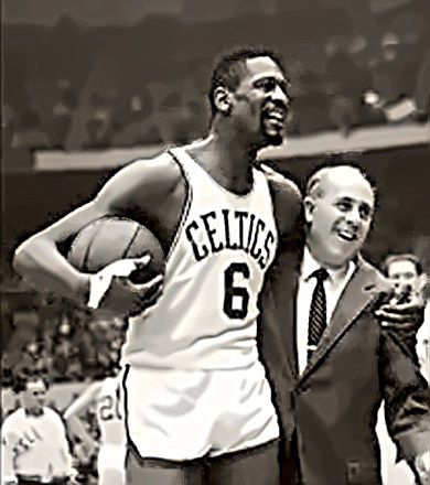 Coach Red Auerbach with Wilt Chamberlain