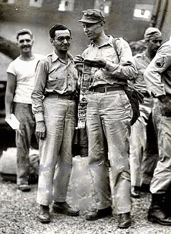 Composer Irving Berlin with troops