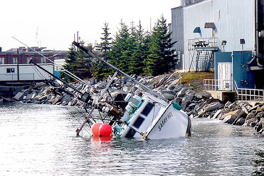 a boat swamped