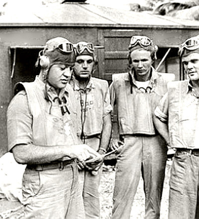 Pappy Boyington with his pilots