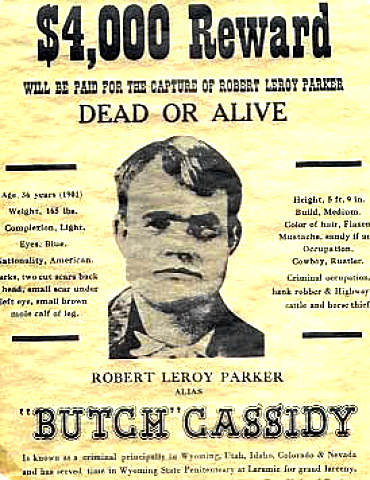 Reward Poster for Outlaw Butch Cassidy