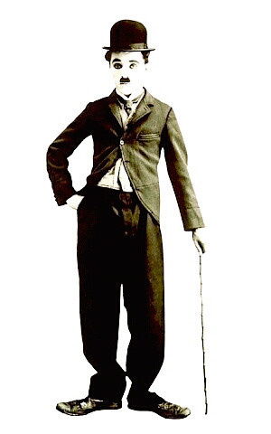Actor Charlie Chaplin as the Tramp