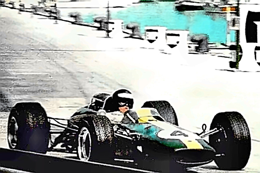 Jim Clark in a Lotus race car at Monaco