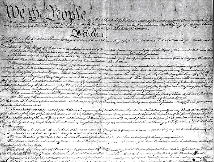 US Constitution Manuscript - Preamble and Article I