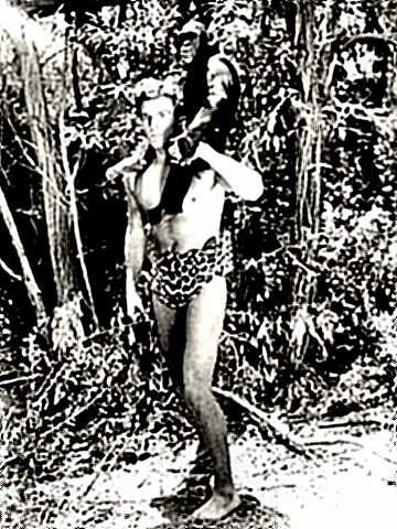 Buster Crabbe as Tarzan with friend