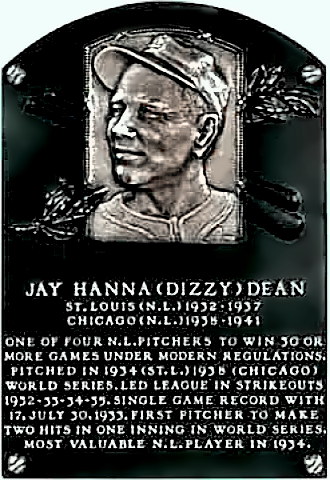 Dizzy Dean Hall of Fame Plaque