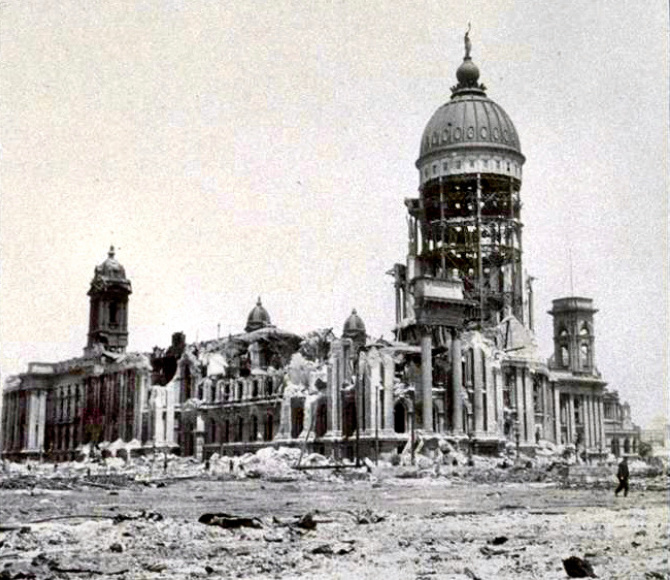San Francisco Earthquake - 1906 City Hall damage
