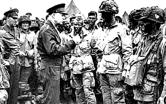 General Dwight Eisenhower with paratroopers 1944