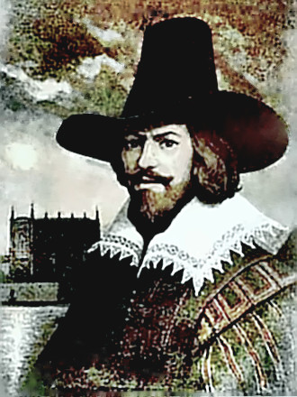 Painting of Guy Fawkes with House of Lords in background