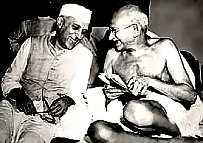 Gandhi with Nehru