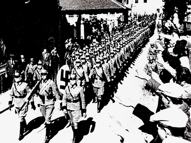 German troops marching into Austria