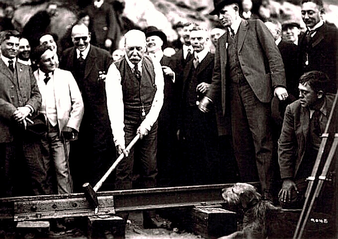 Leland Stanford driving the Golden Spike