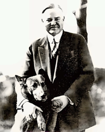 President Herbert Hoover with his dog