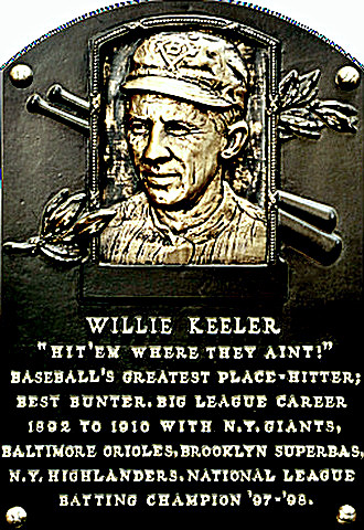 Wee Willie Keeler Hall of Fame plaque
