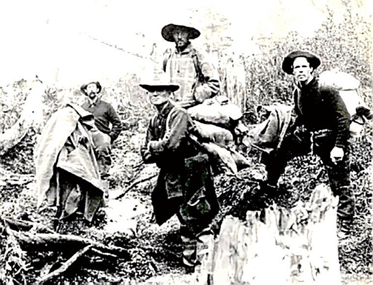 Klondike gold miners on the trail