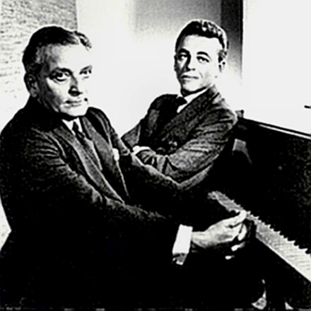 Lerner with Frederick Loewe at piano