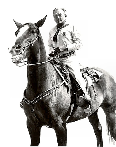 Composer Frederick Loewe on horseback