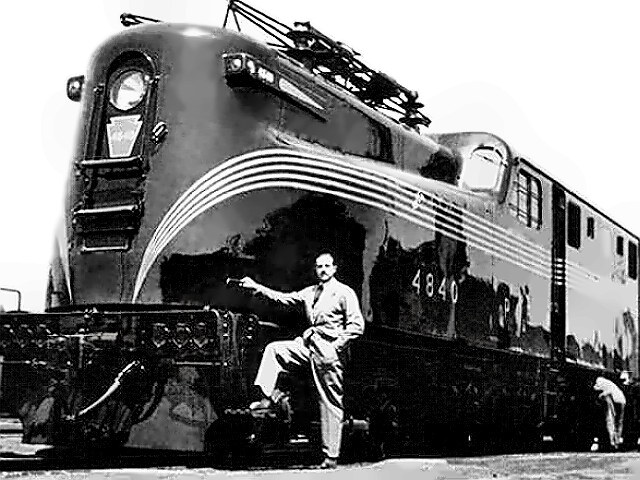 Designer Raymond Loewy with one of his works