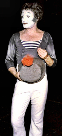 Mime Marcel Marceau as Bip the clown