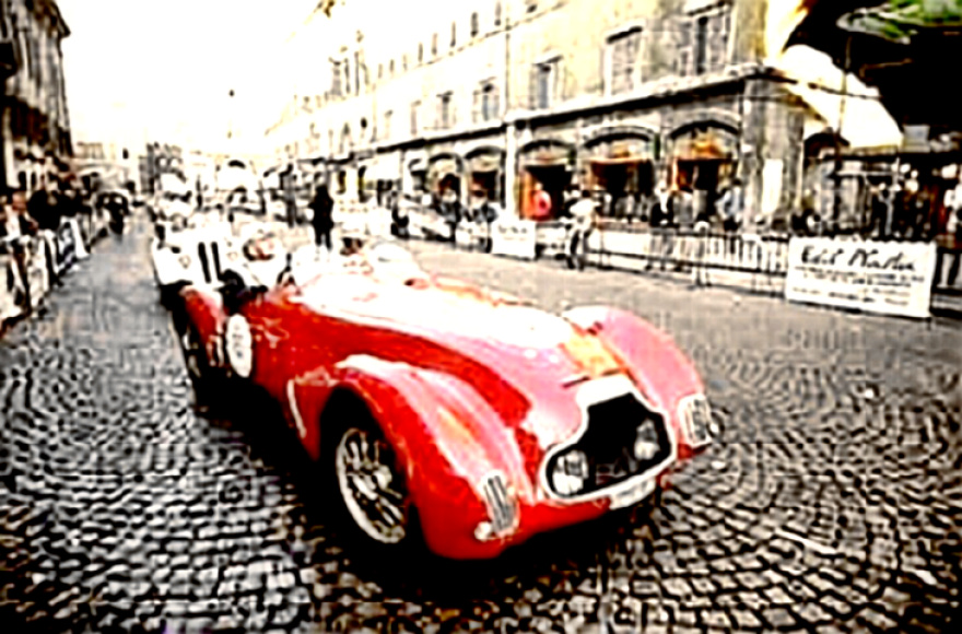 Vintage race car in Mille Miglia of Italy