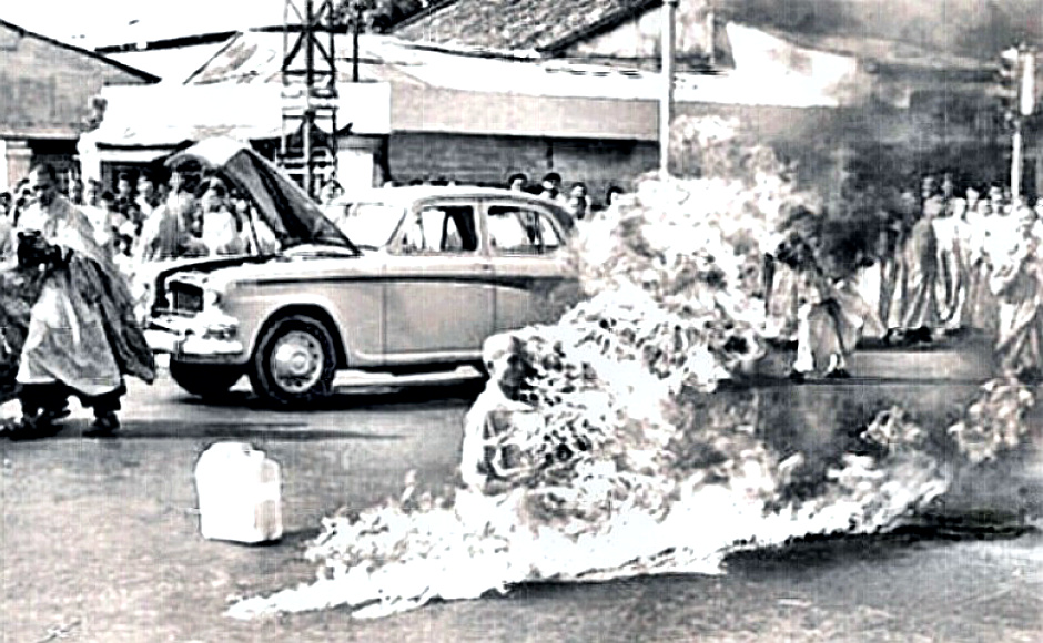 Quang Duc, Buddhist monk burns himself to death in public