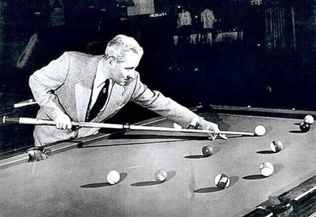 Pool & Billiards Champion Willie Mosconi at work