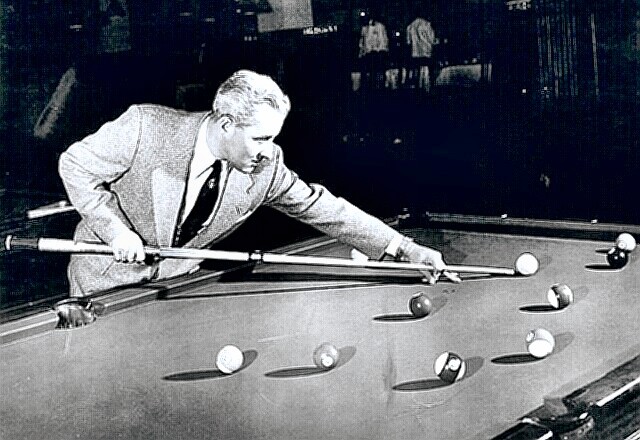 Pool & Billiards Champion Willie Mosconi at work