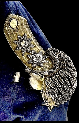 Vice Admiral Nelson - left epaulette showing musket ball hole