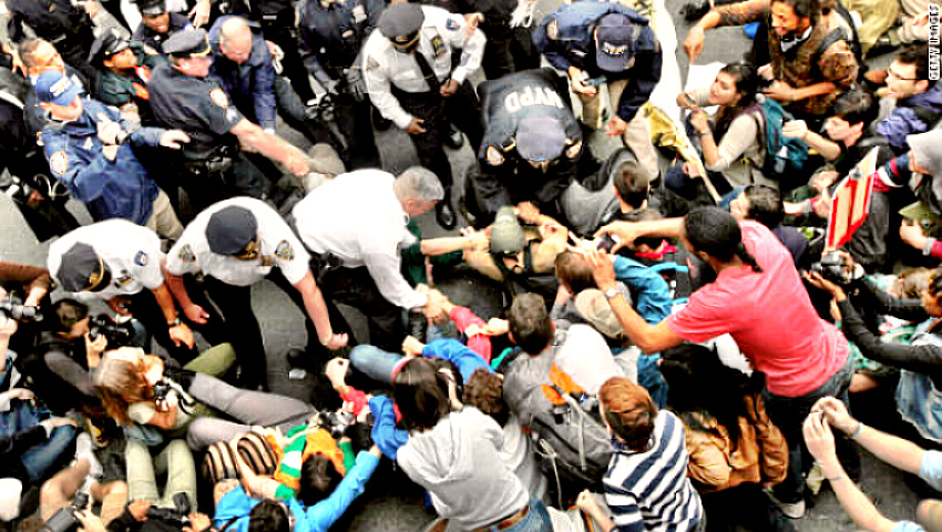 Occupy Wall Street protestors being arrested