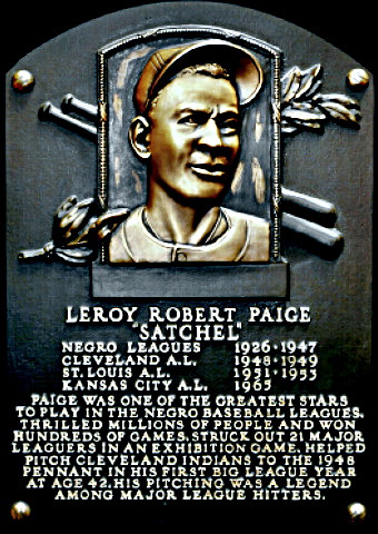 Satchel Paige Hall of Fame plaque