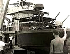 PBR being lifed to LST tank deck for repair