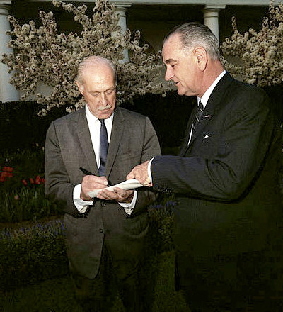 Columnist Drew Pearson with LBJ