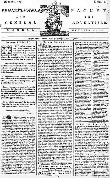 Earlier Edition of Pennsylvania Packet (3X per week)