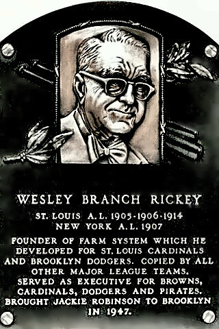 Branch Rickey Baseball Hall of Fame plaque