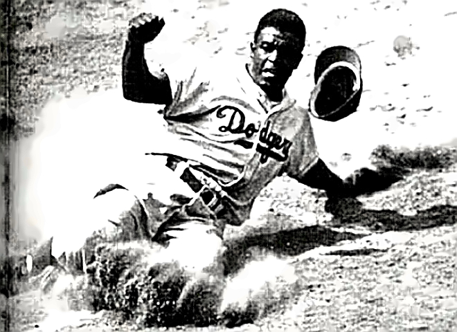 Jackie Robinson stealing home