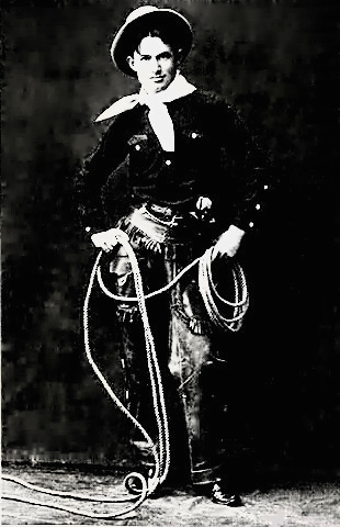 Young Will Rogers twirling a rope