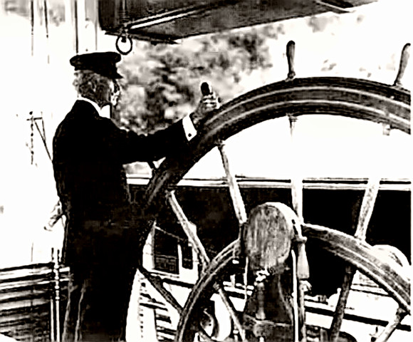 Steamboat Pilot at the wheel
