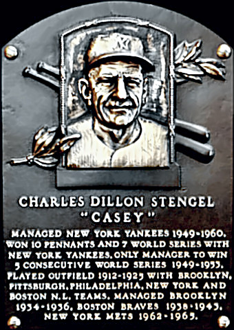 Stengel's Hall of Fame Plaque