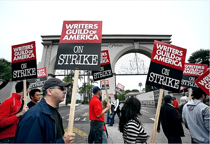 WGA Strikers outside Paramount Studios