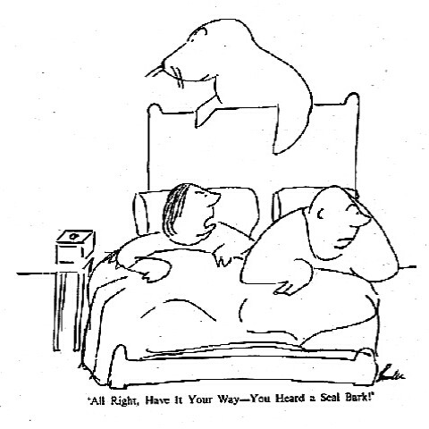 Thurber - Seal in bedroom cartoon