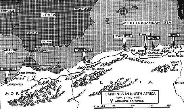 Operation Torch campaign map
