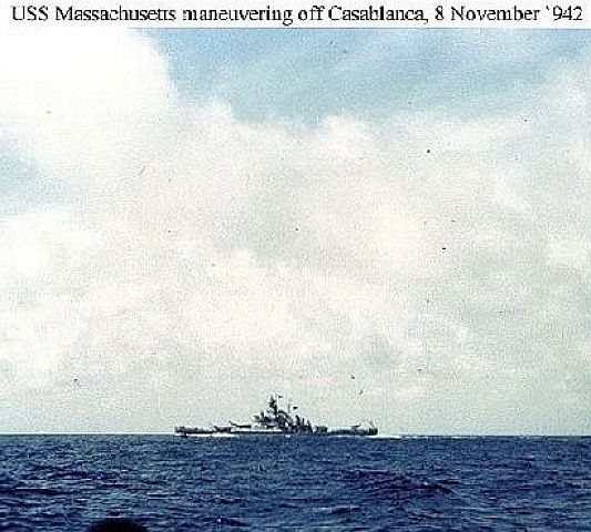 USS Massachusetts off Casablanca in 1942