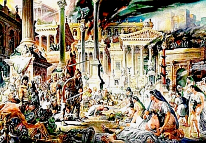 Barbarians sack Rome