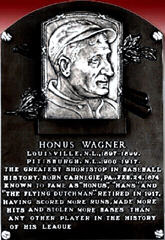 Honus Wagner Hall of Fame plaque