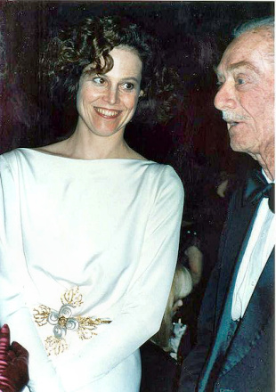 TV Exec. Pat Weaver with daughter Sigourney